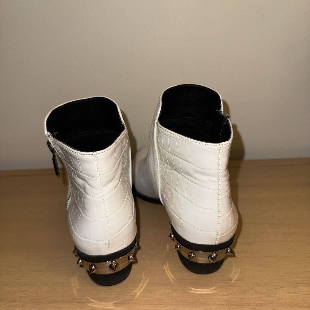 White Studded Ankle Boots
